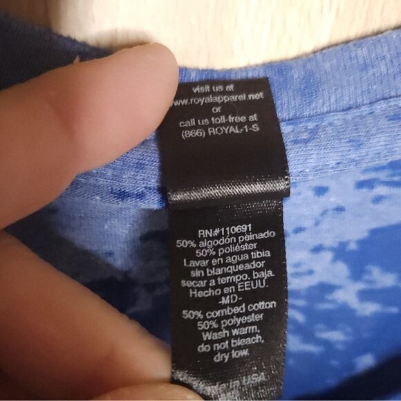 University Of Kansas Jayhawks Blue Logo Burnout Top Medium - Picture 5 of 5